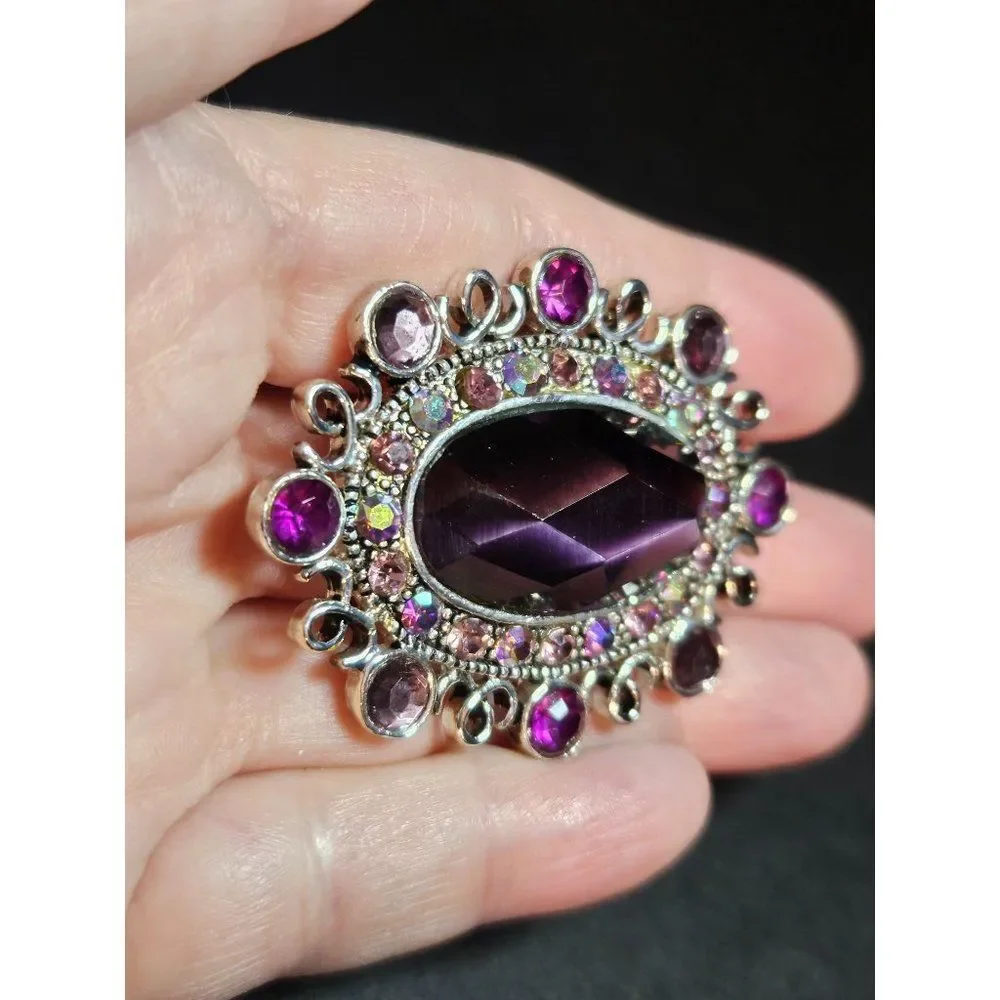Monet vintage purple rhinestone brooch